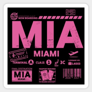 Vintage Miami MIA Airport Code Travel Day Retro Travel Tag Sticker